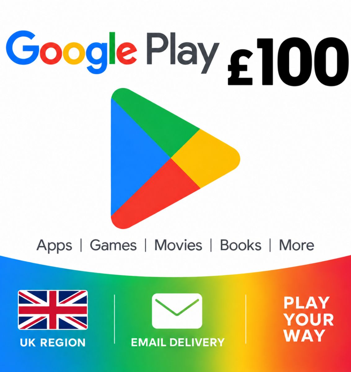 Google Play 100 Gift Card UK Region Email Delivery