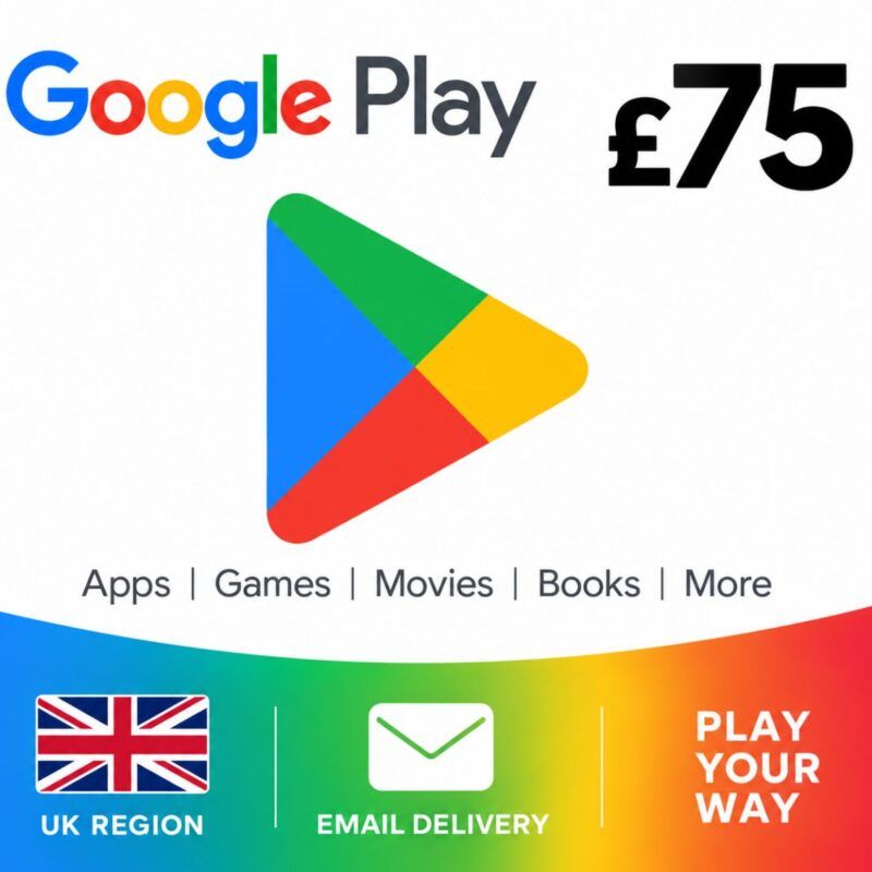 Google Play 75 Gift Card UK Region Email-Delivery