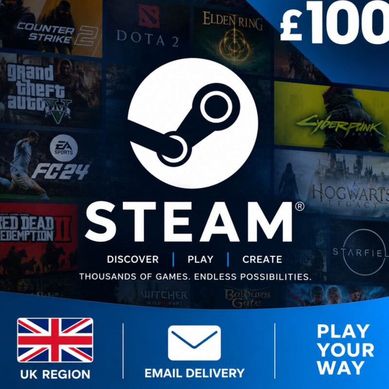 Steam 100 Gift Card UK Region Email Delivery