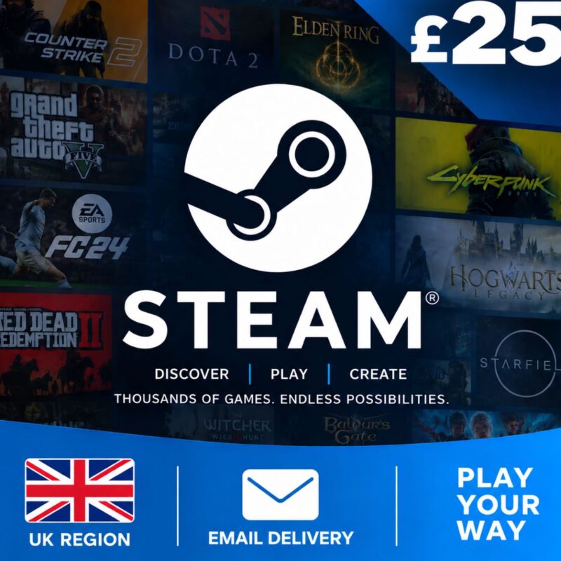 Steam 25 Gift Card UK Region Email Delivery