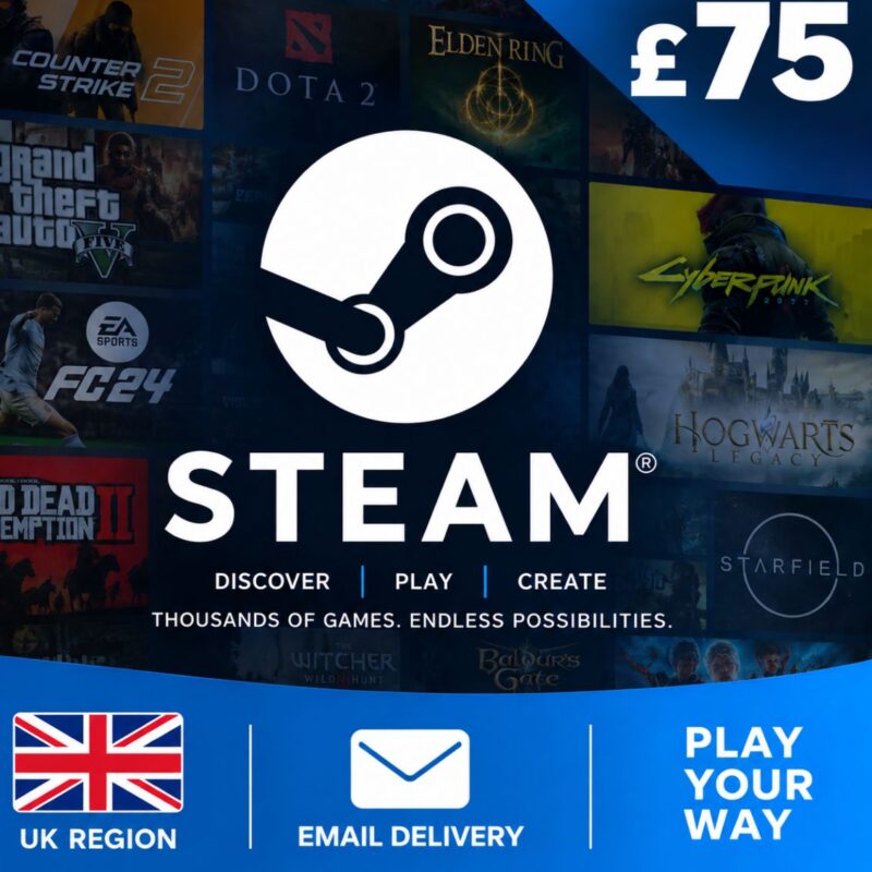 Steam 75 Gift Card UK Region Email Delivery